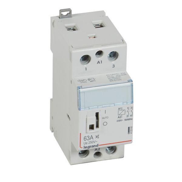 Power contactor CX³ - with 230 V~ coll and handle - 2P - 250 V~ - 63 A - silent image 1