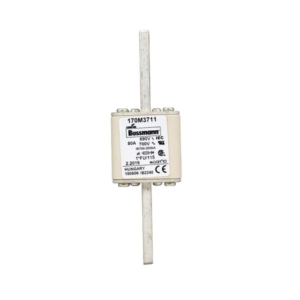 Fuse-link, high speed, 80 A, AC 690 V, compact size 1, 45 x 45 x 148 mm, aR, IEC, UL image 13