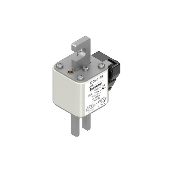 Fuse-link, high speed, 200 A, AC 690 V, compact size 1, 43 x 60 x 110 mm, aR, DIN, IEC, single indicator image 4