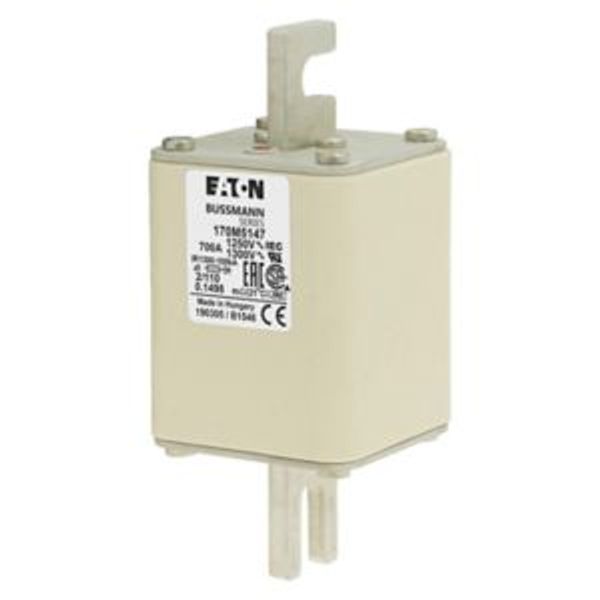 Fuse-link, high speed, 700 A, AC 1250 V, size 2, 61 x 75 x 138 mm, aR, DIN, IEC, single indicator image 4