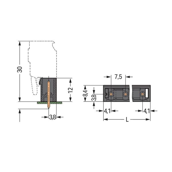 THR male header 1.2 x 1.2 mm solder pin straight black image 2