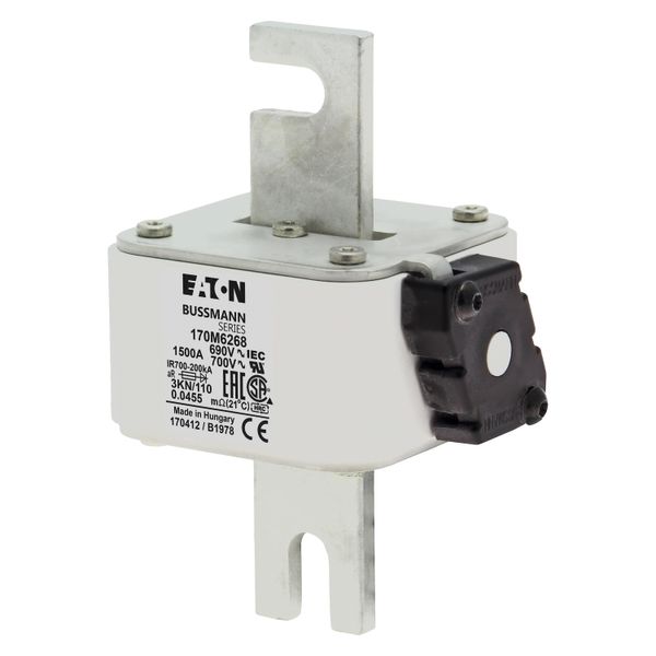 Fuse-link, high speed, 1500 A, AC 690 V, DIN 3, 76 x 92 x 139 mm, aR, DIN, IEC, single indicator image 7