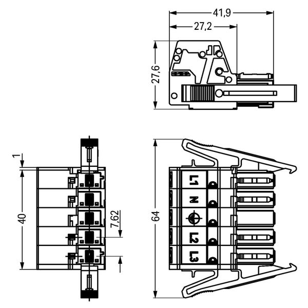 Socket with strain relief housing 5-pole white image 4