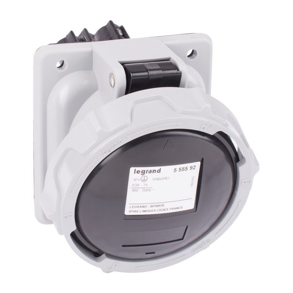 PANEL SOCKET 63A 3P+E 500V IP67 image 1