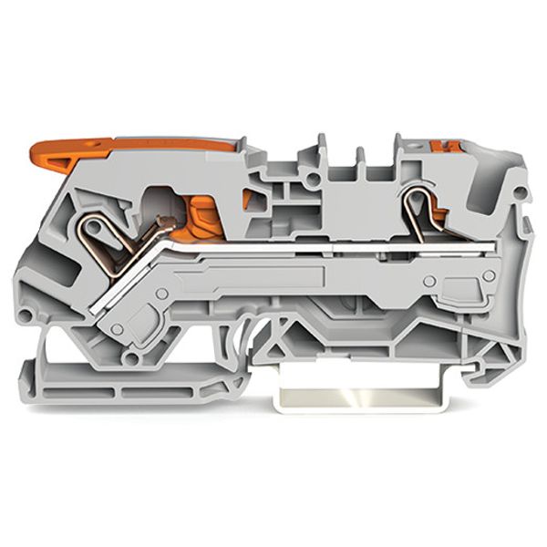 2-conductor through terminal block with lever and push-button 6 mm² gr image 3