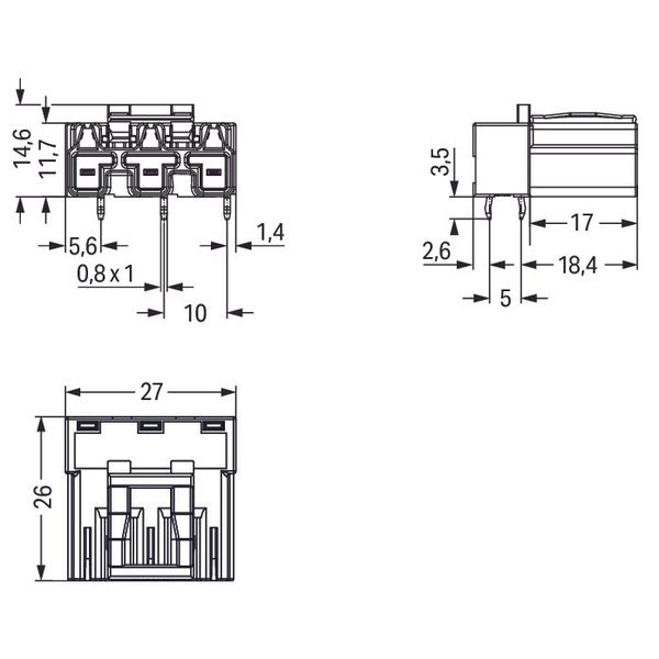 770-893/011-000/081-000 Plug for PCBs; angled; 3-pole image 2