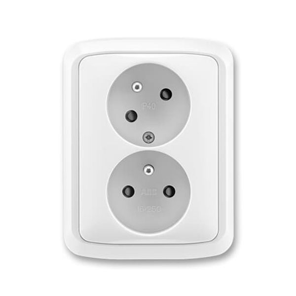 5513A-C02357 B Double socket outlet with earthing pins, shuttered, with turned upper cavity ; 5513A-C02357 B image 1