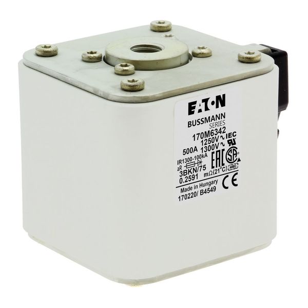 Fuse-link, high speed, 500 A, AC 1250 V, size 3, 76 x 92 x 76 mm, aR, IEC, UL, single indicator image 19