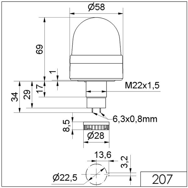 LED Perm. Beacon EM 24VAC/DC RD image 3