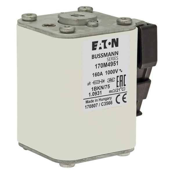 Fuse-link, high speed, 160 A, AC 1000 V, size 1, 52 x 69 x 74 mm, aR, IEC, UL, single indicator image 21