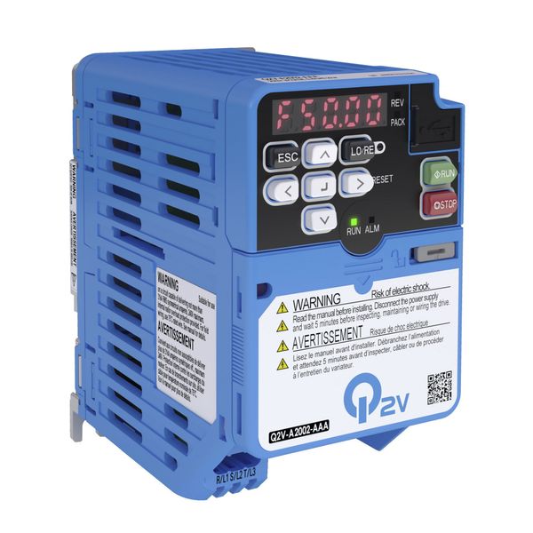 Inverter Q2V 200V, ND: 3.5 A / 0.75 kW, HD: 3.0 A / 0.55 kW, with inte image 1