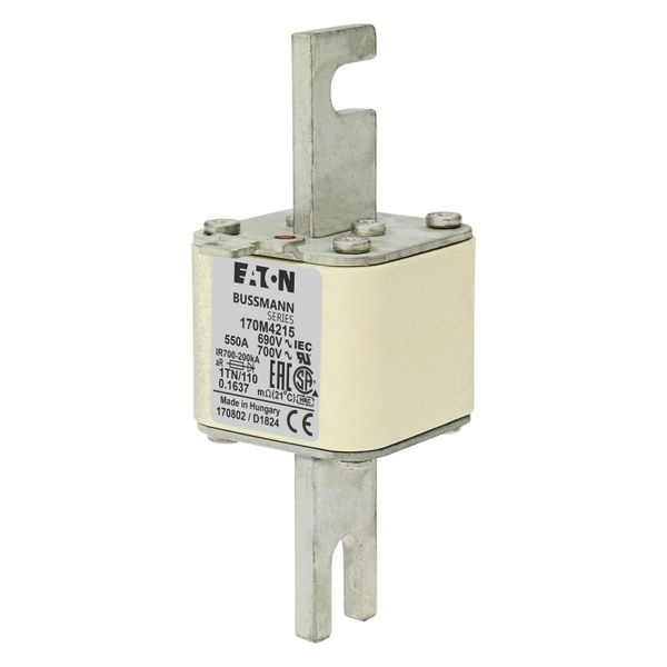 Fuse-link, high speed, 550 A, AC 690 V, DIN 1, 53 x 66 x 138 mm, aR, DIN, IEC, type T indicator image 5