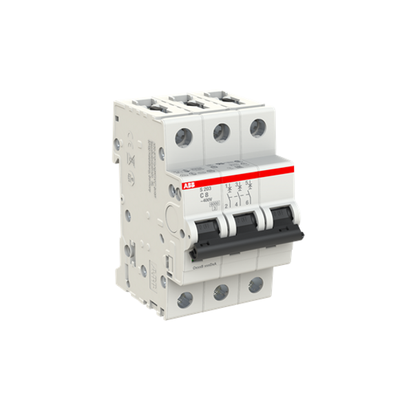 S203-C8 Miniature Circuit Breaker - 3P - C - 8 A image 2