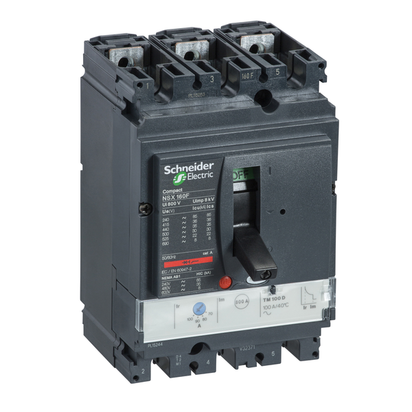 circuit breaker ComPact NSX160H, 70 kA at 415 VAC, TMD trip unit 80 A, 3 poles 3d image 4