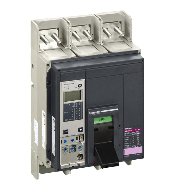 circuit breaker ComPact NS1000H, 70 kA at 415 VAC, Micrologic 5.0 A trip unit, 1000 A, fixed,3 poles 3d image 4