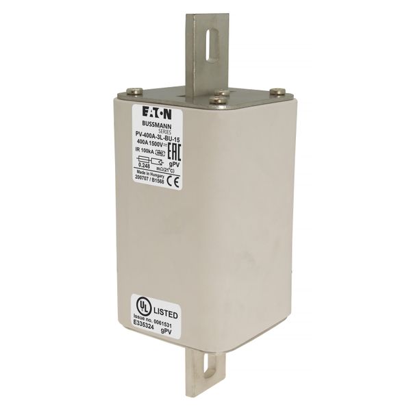 Fuse-link, high speed, 400 A, DC 1500 V, 3L, 75 x 205 mm, gPV, IEC, UL, without indicator, bolted contacts image 8