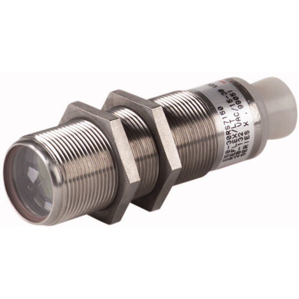 Diffuse reflective sensor, Sn=150mm, 2L, 18-50VDC, dark, M30, metal, M12 image 1