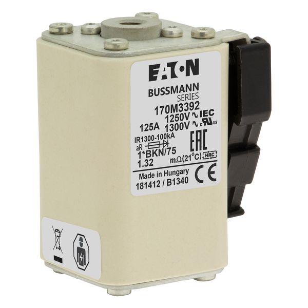 Fuse-link, high speed, 125 A, AC 1250 V, compact size 1, 45 x 59 x 75 mm, aR, IEC, UL, single indicator image 10