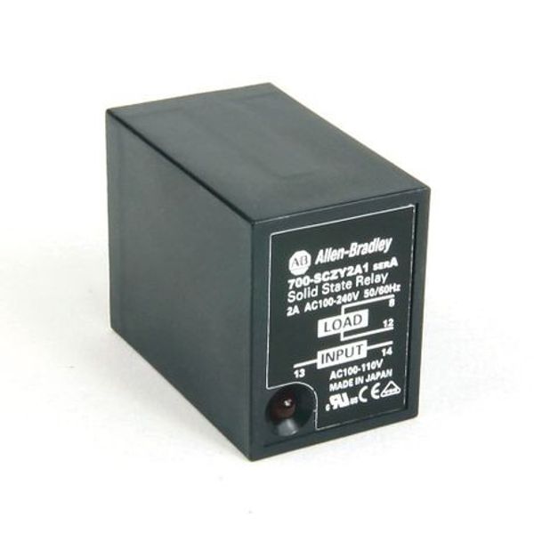 Allen-Bradley, 700-SCZY2A1, Ice Cube Style, Socketed, Solid-State Relay, w/ LED Diag. Indicator, w/ Zero Cross Function, Rated Output of 2 Amp @ 100...240V AC, Rated Input of 100/110V AC image 1