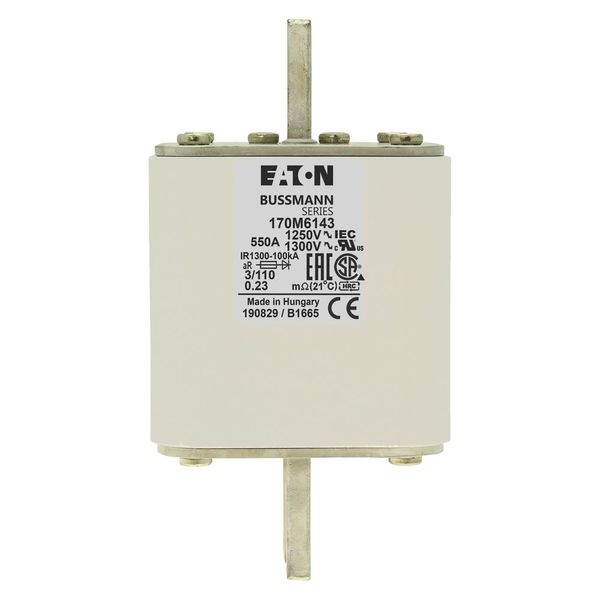 Fuse-link, high speed, 550 A, AC 1250 V, size 3, 76 x 90 x 139 mm, aR, DIN, IEC, single indicator image 15