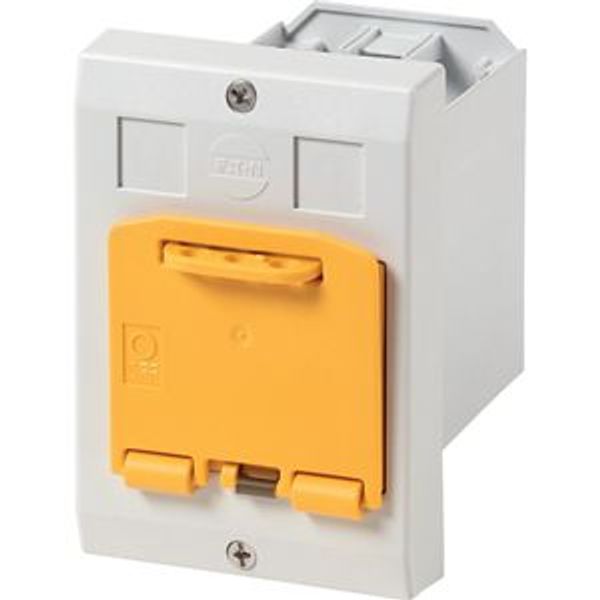 Insulated enclosure, E-PKZ0, H x W x D = 129 x 90 x 128 mm, flush-mounted, + yellow padlock device image 2