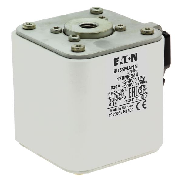 Fuse-link, high speed, 630 A, AC 1250 V, size 3, 76 x 92 x 83 mm, aR, IEC, UL, single indicator image 12