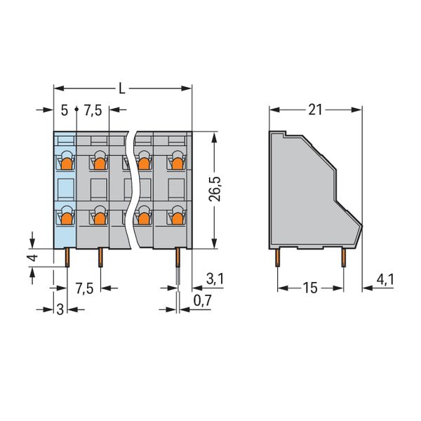 Double-deck PCB terminal block 2.5 mm² Pin spacing 7.5 mm gray image 7