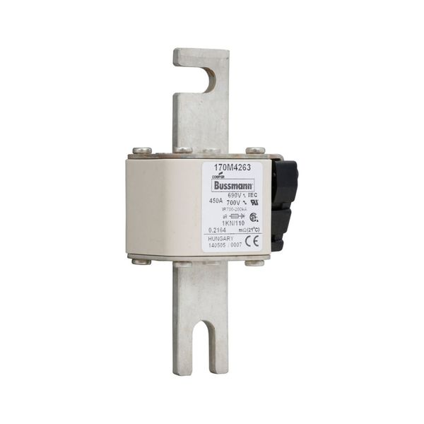 Fuse-link, high speed, 450 A, AC 690 V, DIN 1, 53 x 69 x 138 mm, aR, DIN, IEC, single indicator image 11