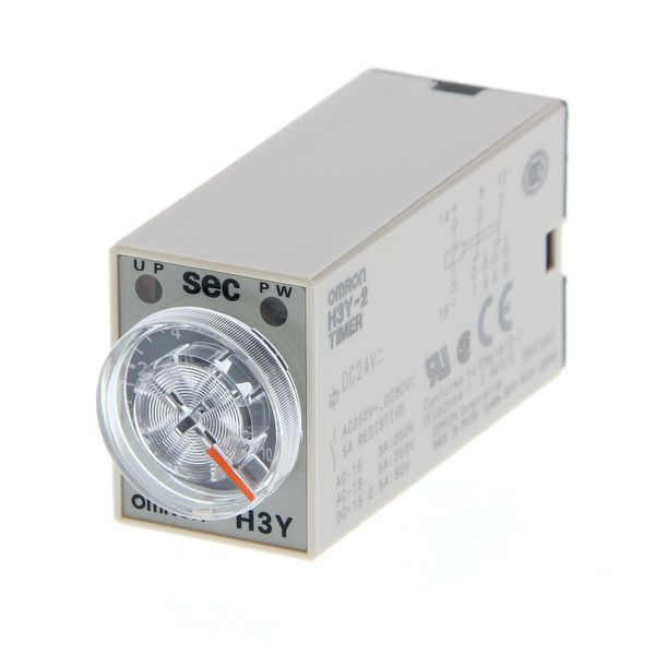 Timer, plug-in, 8-pin, on-delay, DPDT, 12 VDC Supply voltage, 10 Secon image 1