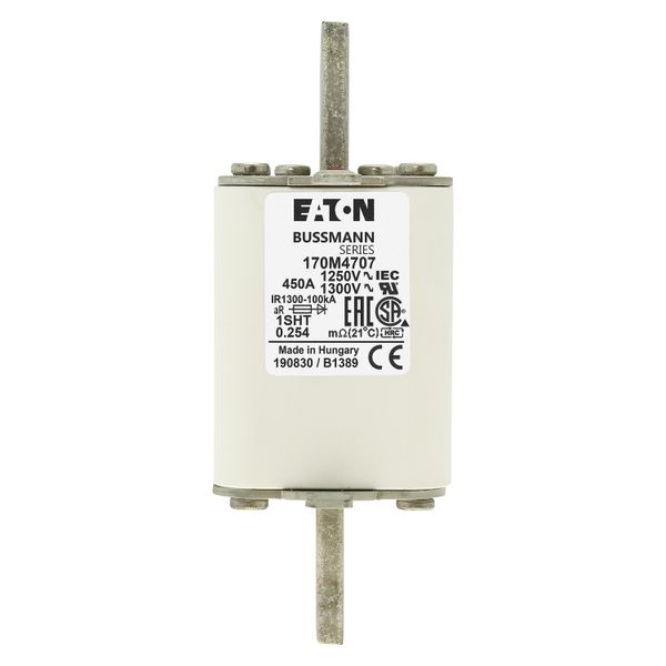 Fuse-link, high speed, 450 A, AC 1250 V, size 1, 53 x 63 x 135 mm, aR, IEC, single indicator image 7