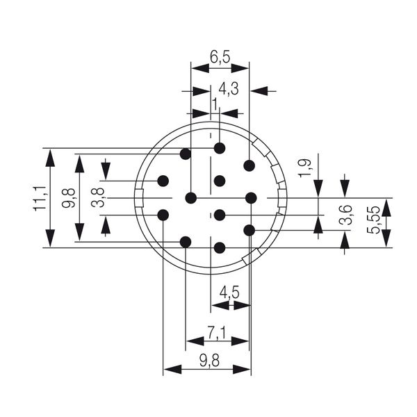 contact insert (circular connector), Solder-in pin, 10 mm, Counter rot image 1