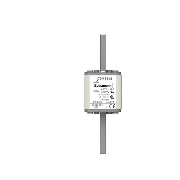 Fuse-link, high speed, 160 A, AC 690 V, compact size 1, 43 x 60 x 110 mm, aR, DIN, IEC, single indicator image 5