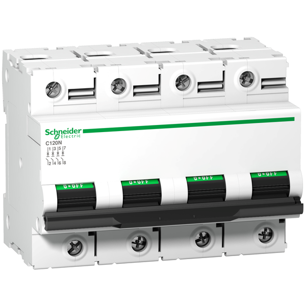 Miniature circuit-breaker, Acti9 C120N, 4P, 80 A, B curve, 10000 A (IEC 60898-1), 10 kA (IEC 60947-2) image 4