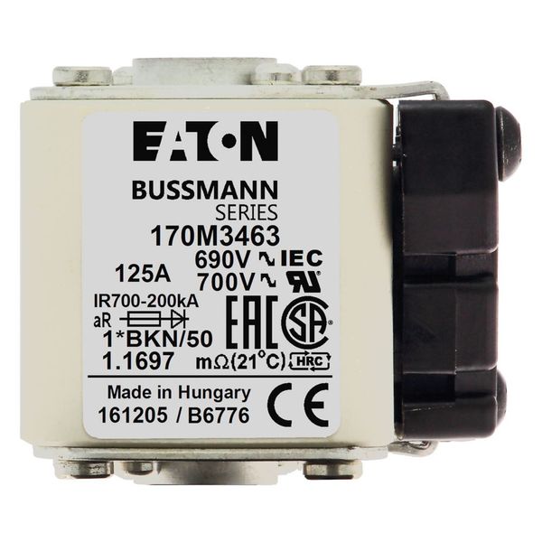 Fuse-link, high speed, 125 A, AC 690 V, compact size 1, 45 x 59 x 51 mm, aR, IEC, UL, single indicator image 17