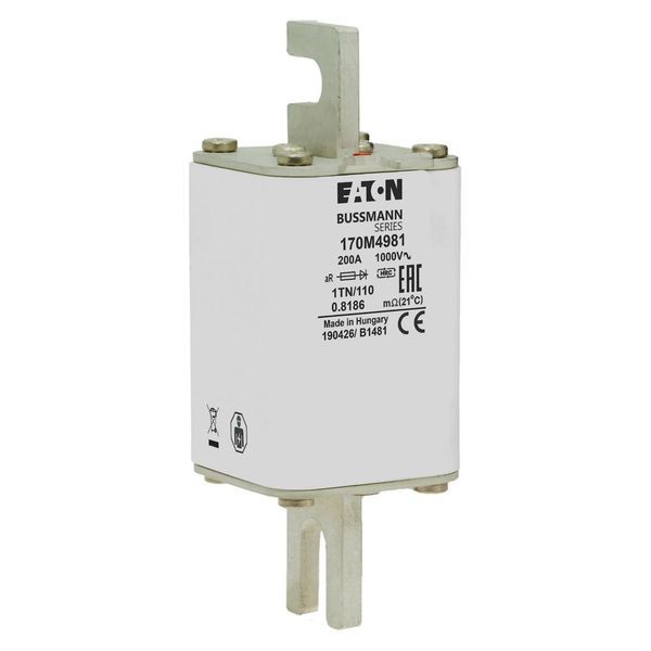 Fuse-link, high speed, 200 A, AC 1000 V, DIN 1, 51 x 69 x 138 mm, aR, DIN, IEC, type T indicator image 15