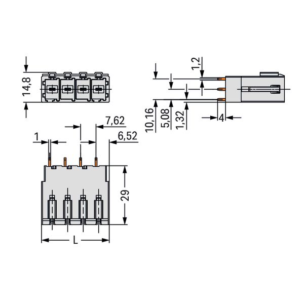 THT male header 1.0 x 1.2 mm solder pin straight light gray image 10