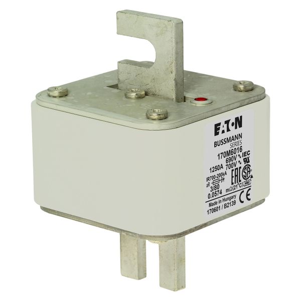 Fuse-link, high speed, 1250 A, AC 690 V, DIN 3, 76 x 76 x 109 mm, aR, DIN, IEC, single indicator image 11