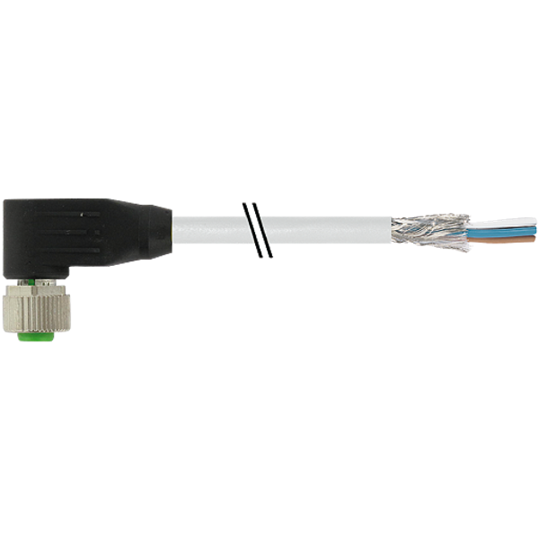 M12 fem. 90° A-cod. with cable PUR 5x0.34 shielded gy+drag-ch 20m image 1