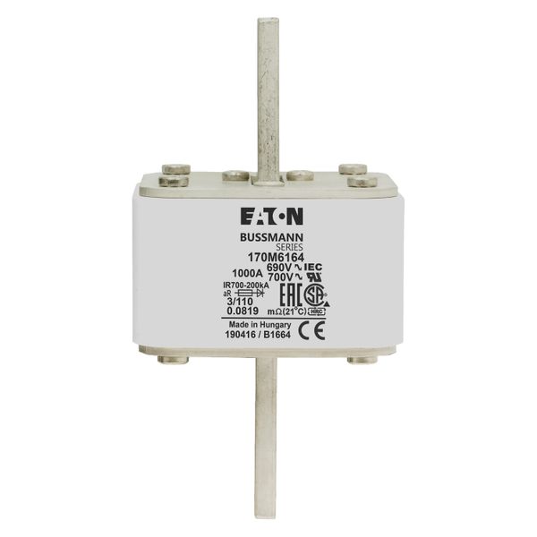 Fuse-link, high speed, 1000 A, AC 690 V, DIN 3, 76 x 90 x 139 mm, aR, DIN, IEC, single indicator image 17