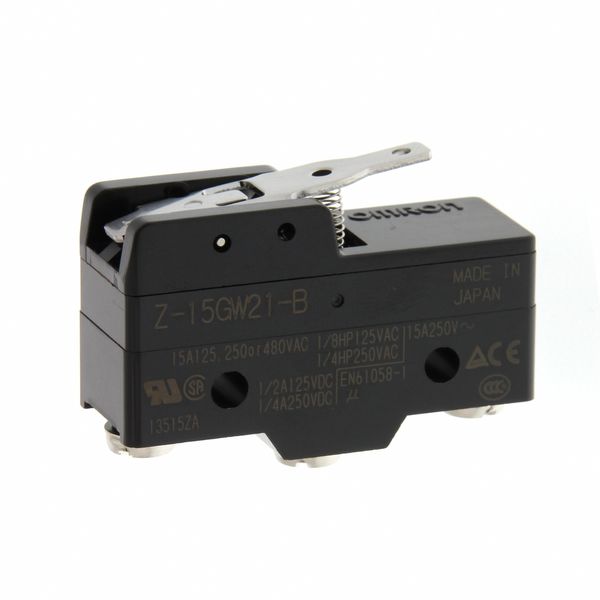 Basic switch, short hinge lever, SPDT, 15A image 4