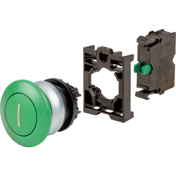 Mushroom actuator, RMQ-Titan, Mushroom, momentary, 1 NO, green, inscribed image 3