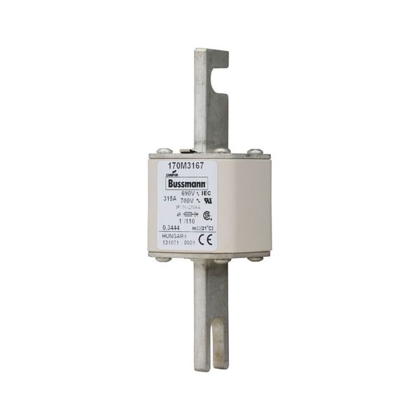 Fuse-link, high speed, 315 A, AC 690 V, compact size 1, 45 x 45 x 134 mm, aR, DIN, IEC, single indicator image 6