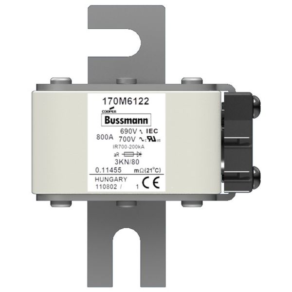 Fuse-link, high speed, 900 A, AC 1000 V, size 3, 76 x 90 x 141 mm, aR, IEC, single indicator image 1