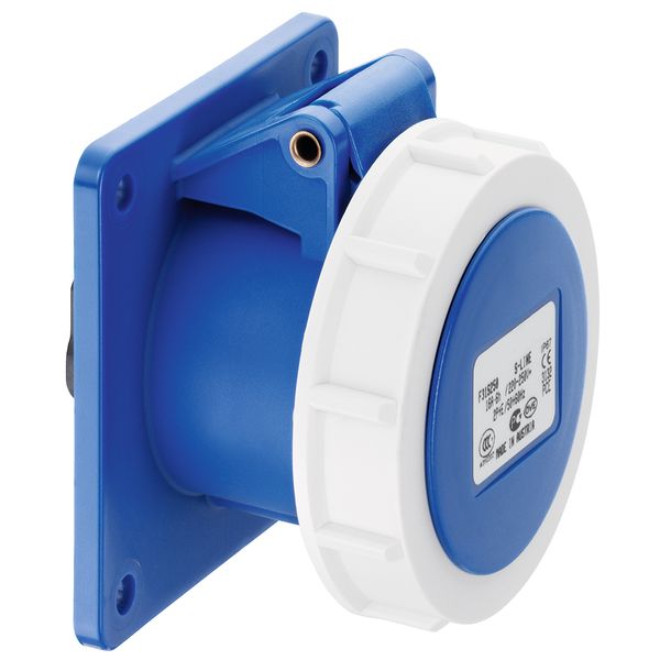 CEE flanged socket, straight, IP67, 16A, 3-pole, 230V, 6h, blue image 1