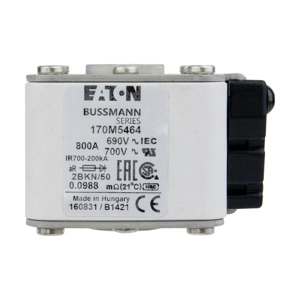 Fuse-link, high speed, 800 A, AC 690 V, size 2, aR, IEC, UL, single indicator image 7