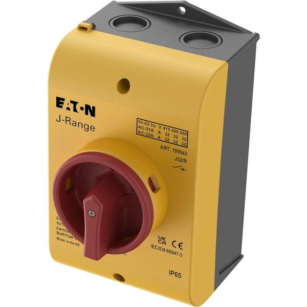 Main switch, 32 A, surface mounting, 3 pole, Emergency switching off function, With red rotary handle and yellow locking ring, Lockable in the 0 (Off) image 7