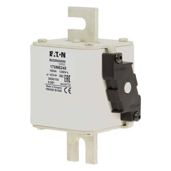 Fuse-link, high speed, 1000 A, AC 1250 V, size 3, 76 x 92 x 139 mm, aR, DIN, IEC, single indicator image 8