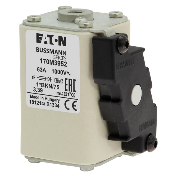 Fuse-link, high speed, 63 A, AC 1000 V, compact size 1, 43 x 61 x 74 mm, aR, IEC, UL, single indicator image 6