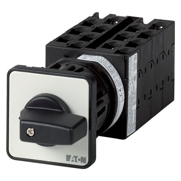 On-Off switch, T0, 20 A, centre mounting, 7 contact unit(s), 13-pole, with black thumb grip and front plate image 1