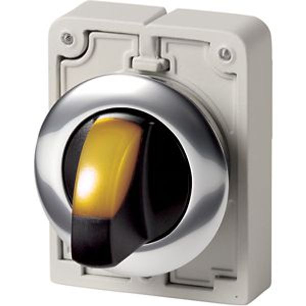 Illuminated selector switch actuator, RMQ-Titan, With thumb-grip, maintained, 2 positions, yellow, Metal bezel image 4